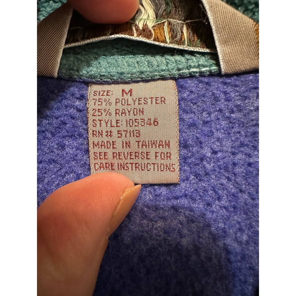 Vintage EMS Eastern Mountain Sports Fleece Pullover Teal Purple Mens Medium - Picture 8 of 12